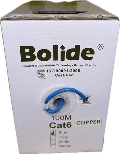 Cable de red UTP Bolide Categoría 6 - BP0033/CAT6/CMX-100, bobina de 100 mts, 100  cobre, 550Mhz, cubierta de PVC