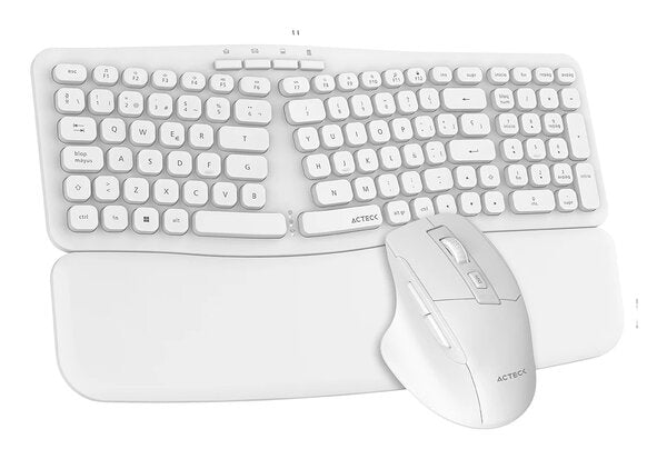 KIT TECLADO Y MOUSE ACTECK CREATOR ULTRA CONFORT MK650 / INALAMBRICO / MEMBRANA / ERGONOMICO / REPOSABRAZOS / BLANCO / AC-939874