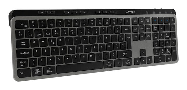 TECLADO ACTECK INSPIRE KREA TI755 / INALAMBRICO DUAL / MULTIDISPOSITIVO 2.4 GHZ 2 BT / ESPAÑOL / WIN - MAC / 118 TECLAS / BATERIA RECARGABLE / ANTI GHOSTING / NEGRO - GRIS / AC-940085