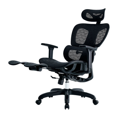 SILLA ACTECK FLUX PRO EC757 / ERGONOMICA / MAX 150 KG / PISTON CLASE 4 / REPOSABRAZOS 3D / REPOSAPIES / CABECERA AJUSTABLE / INCLINACION 135 GRADOS / TELA TRANSPIRABLE / NEGRO / AC-940269
