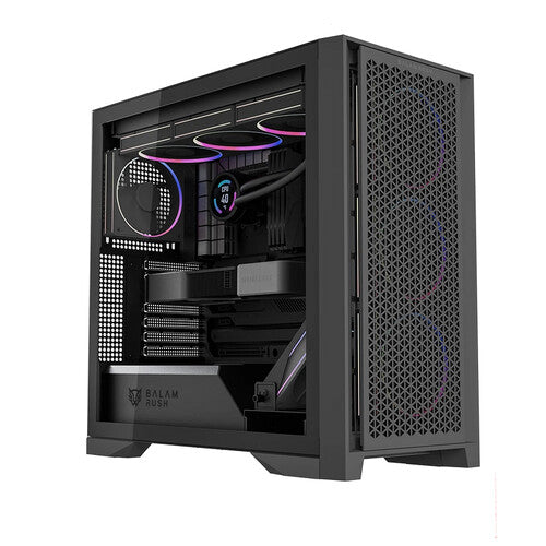 GABINETE GAMER BALAM RUSH CARBONO POLAR TWIN MATE 9900 / MEDIA TORRE / ATX - M-ATX - ITX / VENTILADORES INCLUIDOS / ILUMINACION ARGB / SOPORTE PARA ENFRIAMIENTO LIQUIDO Y AIRE / NEGRO / BR-941457