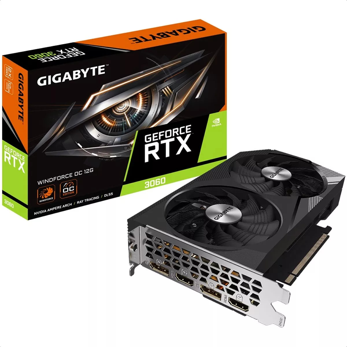 Tarjeta de video GIGABYTE GV-N3060WF2OC-12GD - NVIDIA, GeForce RTX 3060, 12 GB, GDDR6, PCI Express x16 4.0