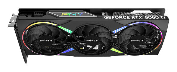 TARJETA DE VIDEO PNY GEOFORCE RTX 5060 TI TRIPLE FAN ARGB OC / 8GB GDDR7/ PCIE 5.0 / GAMA MEDIA / GAMER