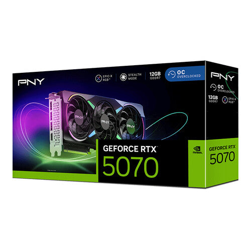 TARJETA DE VIDEO PNY GEOFORCE RTX 5070 TRIPLE FAN ARGB OC / 12GB GDDR7 PCIE 5.0 X16 / GAMA ALTA / GAMER