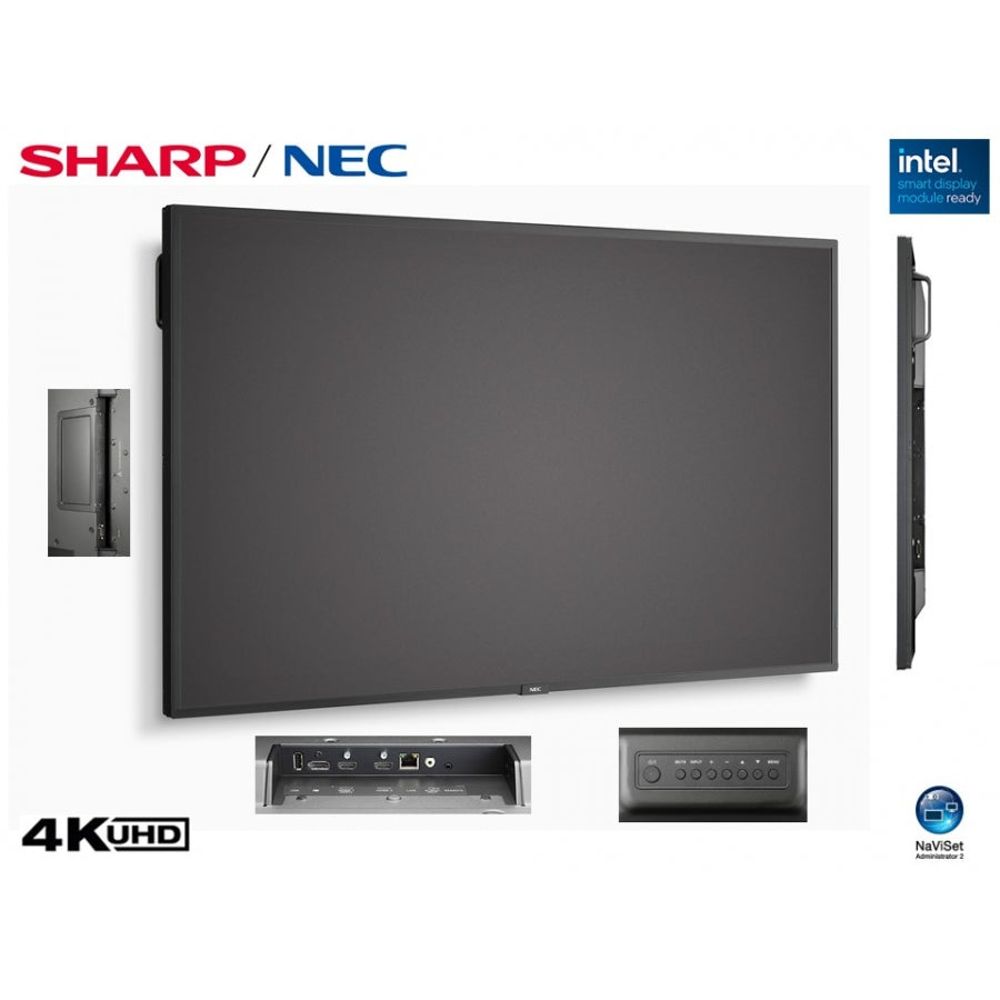 MONITOR PROFESIONAL NEC DE 65 M651-2 UHD 3840 X 2160 HDR10; HLG; PQ 24/7, 500 CD/M2, 8000:1, HDMI, DISPLAYPORT HDCP, USB, RJ-45, INTEL SDM Y RPI4, 3 AÑOS DE GARANTIA