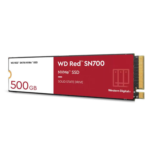 UNIDAD DE ESTADO SOLIDO SSD INTERNO WD RED SN700 500GB M.2 2280 NVME PCIE GEN3 X4 LECT.3430MBS ESCRIT.2600MBS NAS  WDS500G1R0C