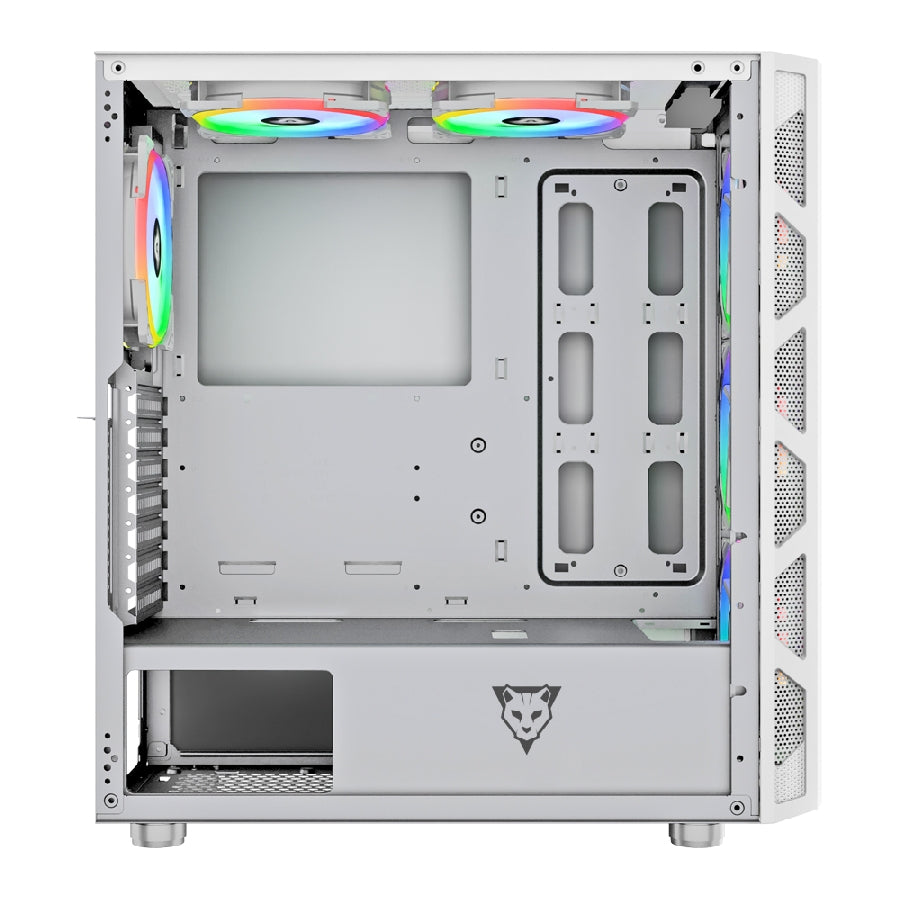 GABINETE OCELOT GAMING OG-C WHITE BLIXARD, SOPORTA TARJETAS E-ATX, ATX, M-ATX E ITX COLOR TOTALMENTE COLOR BLANCO, PANEL LATERAL DE CRISTAL TEMPLADO, FULL TOWER, INCLUYE VENTILAODRES ARGB, SOPRTE PARA GPU HORIZONTAL Y VERTICAL.