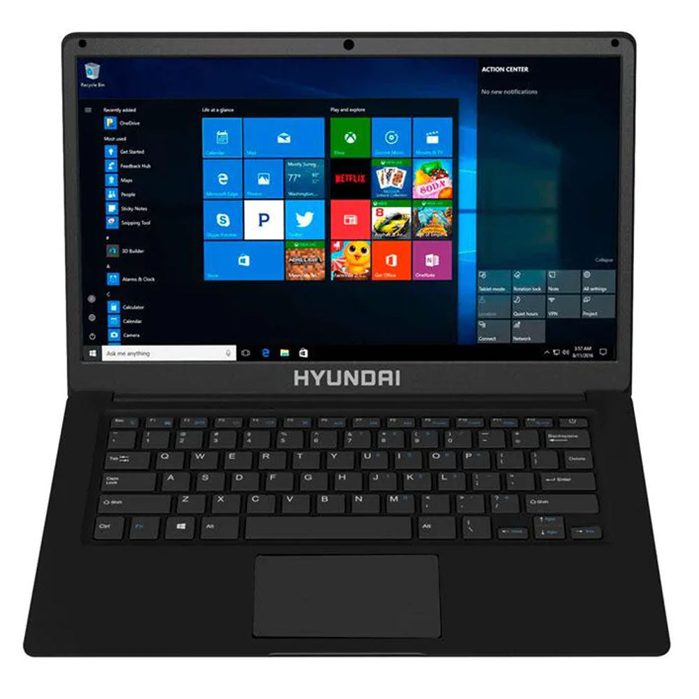 Hyundai HyBook 14.1" 1366x768, N3350, 4GB RAM, 64GB + 1TB HDD, 0.3MP, RJ45, WiFi, BT 4.0, Windows 10 Home S Mode, 5000mAh, English, Black