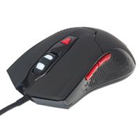 MOUSE OPTICO GAMING,MANHATTAN,176071, USB 6 BOTONES NEGRO C/LUZ