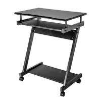 ESCRITORIO,MANHATTAN,207690, COMPACTO NEGRO CON RUEDAS Y BANDEJA PARA TECLADO, REPISA INFERIOR PARA CPU