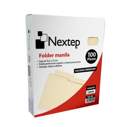 Folder Manila Nextep NE-010 Económico con 100 piezas tamaño carta medidas 29.5cm por 23 cm -