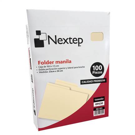 Folder Manila Nextep NE-011 Económico con 100 piezas tamaño Oficio  medidas 34cm por 23 cm -