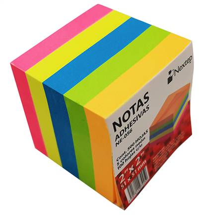 Nota Adhesiva Nextep NE-056 2x2 Color Neon con 5 bloques de 100 hojas  cada uno -