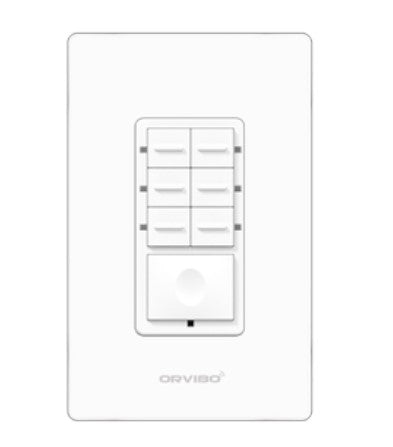 Botonera de 7 Escenas Inteligente Orvibo T10S7ZW-1UO - Color blanco, Inalámbrico y alámbrico, Wi-Fi, 2400 MHz, 120 - 270