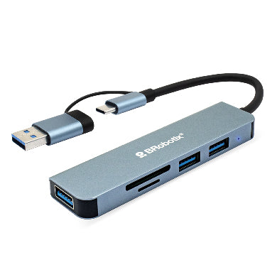 Docking Station Conector DUAL Tipo USB  A C - V3.0, 5 en 1, /3 USB/SD/microSD/ BROBOTIX 6005453