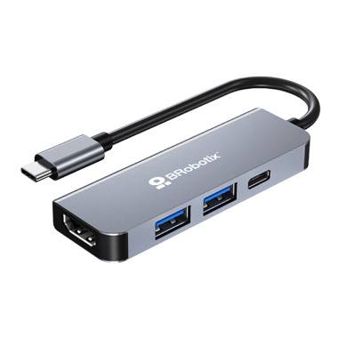 DOCKING STATION USB C - 4 EN 1, 1 PUERTO HDMI / 2 PUERTOS USB V3.0 / 1 PUERTO USB TIPO C, BROBOTIX, 6006221
