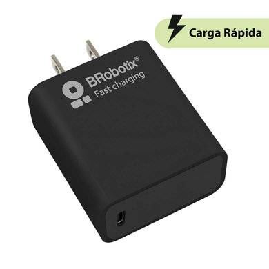 Cargador Carga Rápida - USB V3.0 20W, 1 Puerto Tipo C, Negro, 6006627, BROBOTIX