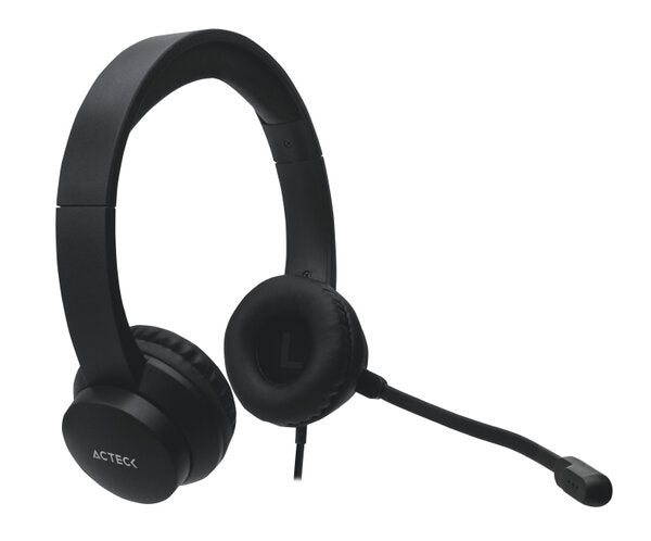 AUDIFONOS ACTECK DISCOVER HU430 / DIADEMA CON MICROFONO  / CONTROLADOR DE VOLUMEN / ALAMBRICO / USB / SONIDO ESTEREO / NEGRO/ AC-932233