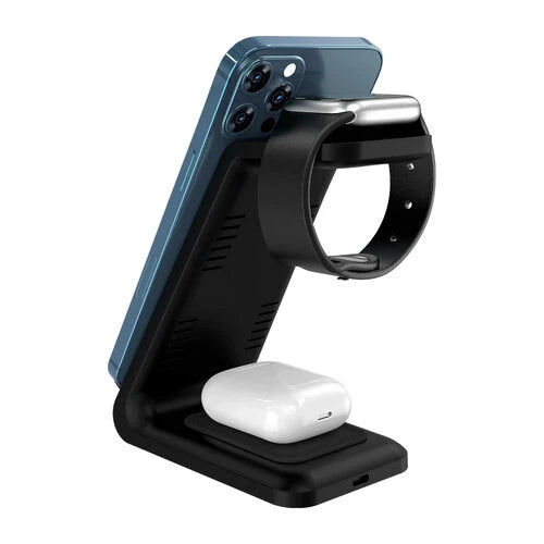 CARGADOR DE ESCRITORIO ACTECK ENERGON S-MATE CI720 / INALAMBRICO / IPHONE - SAMSUNG - CARGA QI / 3W - 15W / PARA 3 DISPOSITIVOS / CONEXION USB C / NEGRO / AC-937153