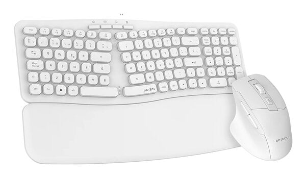 KIT TECLADO Y MOUSE ACTECK CREATOR ULTRA CONFORT MK650 / INALAMBRICO / MEMBRANA / ERGONOMICO / REPOSABRAZOS / BLANCO / AC-939874