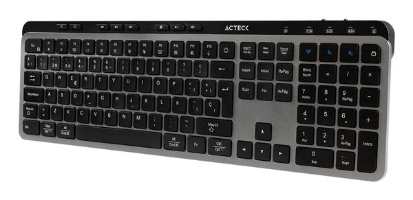 TECLADO ACTECK INSPIRE KREA TI755 / INALAMBRICO DUAL / MULTIDISPOSITIVO 2.4 GHZ 2 BT / ESPAÑOL / WIN - MAC / 118 TECLAS / BATERIA RECARGABLE / ANTI GHOSTING / NEGRO - GRIS / AC-940085