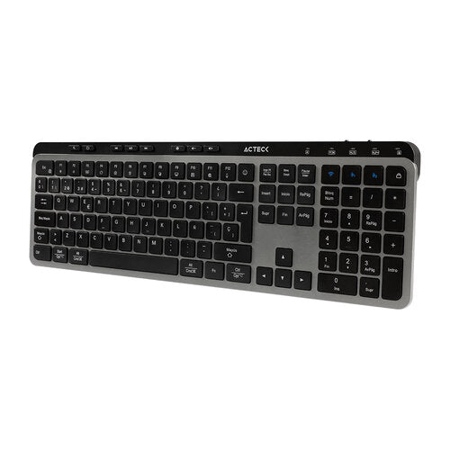 KIT ACTECK CREATOR KREA MK755 / TECLADO Y MOUSE / INALAMBRICO DUAL / MULTIDISPOSITIVO / RECARGABLE / DONGLE USB BT / WIN - MAC / ESPAÑOL / 118 TECLAS / 2000 DPI / OPTICO / NEGRO - GRIS / AC-940160
