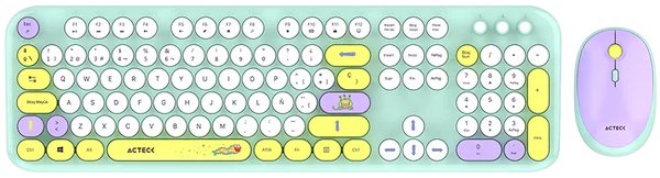 KIT ACTECK CREATOR CHIC K-COLORS MK485 / INALAMBRICO / MULTIMEDIA / DONGLE 2.4 / ESP / 105 TECLAS / OPTICO / 1600 DPI AJUSTABLE / 4 BOTONES + SCROLL / WIN + MAC / TIFFANY / AC-940191