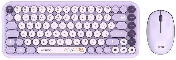 KIT ACTECK CREATOR CHIC K-COLORS MK480 / TECLADO Y MOUSE / INALAMBRICO - MULTIMEDIA / 85 TECLAS / OPTICO / 800 DPI / 4 BOTONES + SCROLL / WIN + MAC / ESPAÑOL / DONGLE USB / VIOLETA / AC-940252