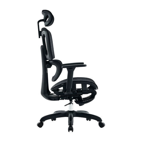 SILLA ACTECK FLUX PRO EC757 / ERGONOMICA / MAX 150 KG / PISTON CLASE 4 / REPOSABRAZOS 3D / REPOSAPIES / CABECERA AJUSTABLE / INCLINACION 135 GRADOS / TELA TRANSPIRABLE / NEGRO / AC-940269