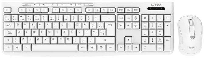 KIT ACTECK CREATOR PRIME MK255 / TECLADO Y MOUSE / INALAMBRICO / USB DONGLE / WINDOWS / ESPAÑOL / MEMBRANA / 105 TECLAS / MULTIMEDIA / OPTICO / 1600 DPI AJUSTABLE / 4 BOTONES / BLANCO / AC-941785