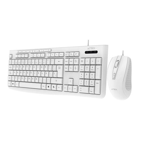 KIT ACTECK CREATOR PRIME MK455 / TECLADO Y MOUSE / ALAMBRICO / USB 2.0 / WINDOWS / ESPAÑOL / 105 TECLAS / MEMBRANA / MULTIMEDIA / OPTICO / 1600 DPI AJUSTABLE / 4 BOTONES / BLANCO / AC-941792