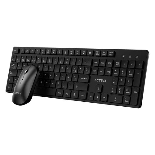 KIT ACTECK CREATOR VANTAGE AERO MK555 / TECLADO Y MOUSE / INALAMBRICO DONGLE USB / ERGONOMICO / WIN / ESPAÑOL / MEMBRANA / 105 TECLAS / 1600 DPI AJUSTABLE / 4 BOTONES / OPTICO / NEGRO / AC-943482