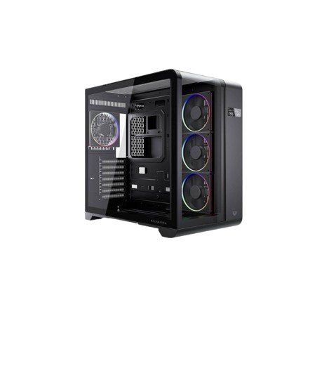 GABINETE GAMER BALAM RUSH TANK EXPERT CURVE 7400 / MEDIA TORRE / ATX - M-ATX - ITX / CRISTAL TEMPLADO / PANTALLA DE MONITOREO / SOPORTE PARA ENFRIAMIENTO / ILUMINACION ARGB / NEGRO / BR-941594