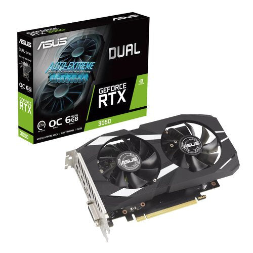 TARJETA DE VIDEO ASUS NVIDIA RTX3050 /PCIE X16 4.0 /6GB GDDR6 /HDMI /DP /DVI-D /ESTANDAR /GAMA MEDIA