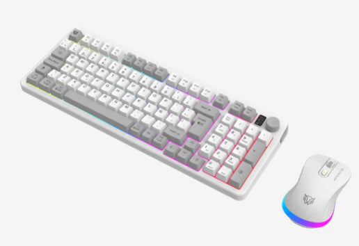 KIT GAMER BALAM RUSH SQUAD CONQUEST PRO KG525 / TECLADO Y MOUSE / DUAL / DONGLE USB - BT / ESPAÑOL / 97 TECLAS / RECARGABLE / ILUMINACION RGB / WIN / OPTICO / 7200 DPI AJUSTABLE / BLANCO / BR-940436