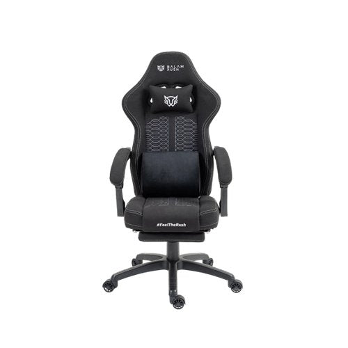 SILLA GAMER BALAM RUSH FORCE SUPER Z7 / MAX 150 KG / INCLINACION 135° / PISTON CLASE 4 / SOPORTE COJIN LUMBAR Y REPOSACABEZAS / REPOSAPIES Y REPOSABRAZOS / NEGRO / BR-940610
