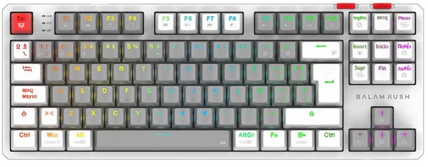 TECLADO GAMER BALAM RUSH LEVEL PRO GK990 / DUAL RECARGABLE / USB - BT - DONGLE / 5 DISPOSITIVOS / RECARGABLE / 88 TECLAS / ESPAÑOL / WIN - MAC- ANDROID / RGB / MECANICO /  BLANCO / BR-940689