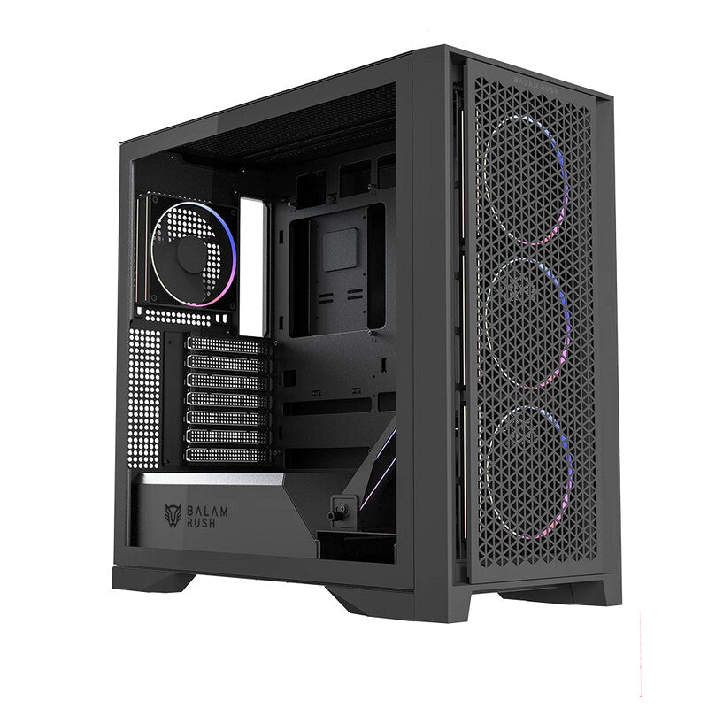 GABINETE GAMER BALAM RUSH CARBONO POLAR TWIN MATE 9900 / MEDIA TORRE / ATX - M-ATX - ITX / VENTILADORES INCLUIDOS / ILUMINACION ARGB / SOPORTE PARA ENFRIAMIENTO LIQUIDO Y AIRE / NEGRO / BR-941457