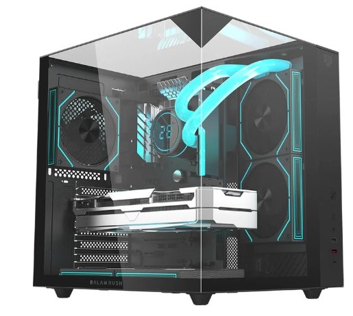 GABINETE GAMER BALAM RUSH TANK MAJESTIC 6600 / MEDIA TORRE / ATX - MICRO ATX - ITX / VENTILADORES ARGB / CRISTAL TEMPLADO / SOPORTE P/ TARJETA GRAFICA 330 MM / DUAL CHAMBER / NEGRO / BR-941525