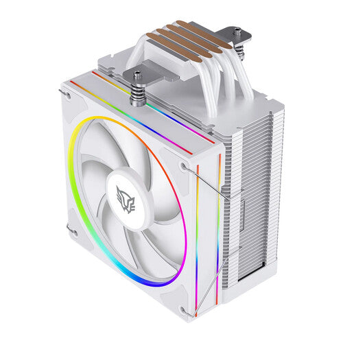 ENFRIAMIENTO DE AIRE GAMER BALAM RUSH HELIUX PRO HEX50 / DISIPADOR / TDP 220 W / COMPATIBILIDAD UNIVERSAL AMD - INTEL / ARGB PERSONALIZABLE / 4 PIPAS / VENTILADOR 120 MM / BLANCO / BR-942058