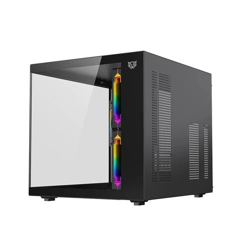 GABINETE GAMER BALAM RUSH TANK GLOW PLUS 3700 / MINI TORRE / MICRO-ATX, MINI ITX / INCLUYE 3 VENTILADORES ARGB 120 MM / CRISTAL TEMPLADO / NEGRO / BR-943864