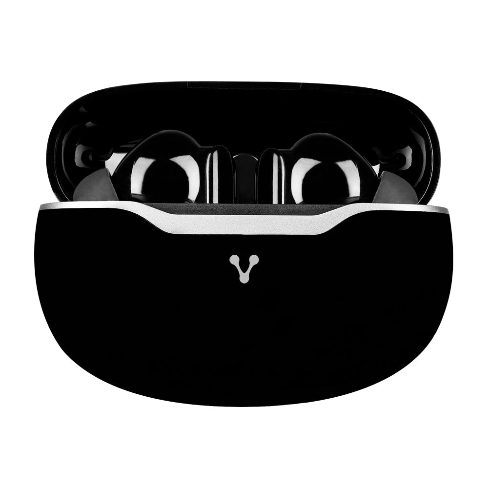 AUDIFONOS VORAGO ESB-450 BLUETOOTH 5.3 18 HORAS DE REPROCCION CONTROLES TACTILES MANOS LINRES Y APLICACIÓN PARA CONFIGURACION COLOR NEGRO -