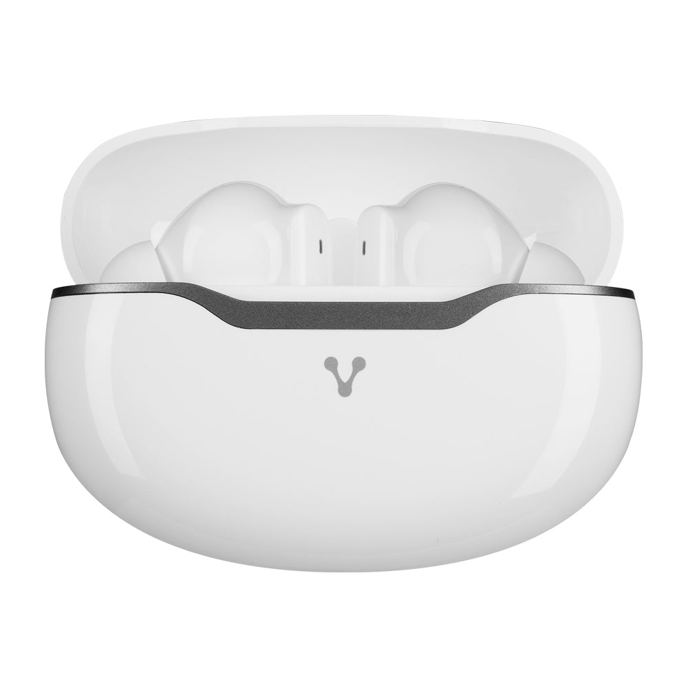 AUDIFONOS VORAGO ESB-450 BLUETOOTH 5.3 18 HORAS DE REPROCCION CONTROLES TACTILES MANOS LINRES Y APLICACIÓN PARA CONFIGURACION COLOR BLANCO -