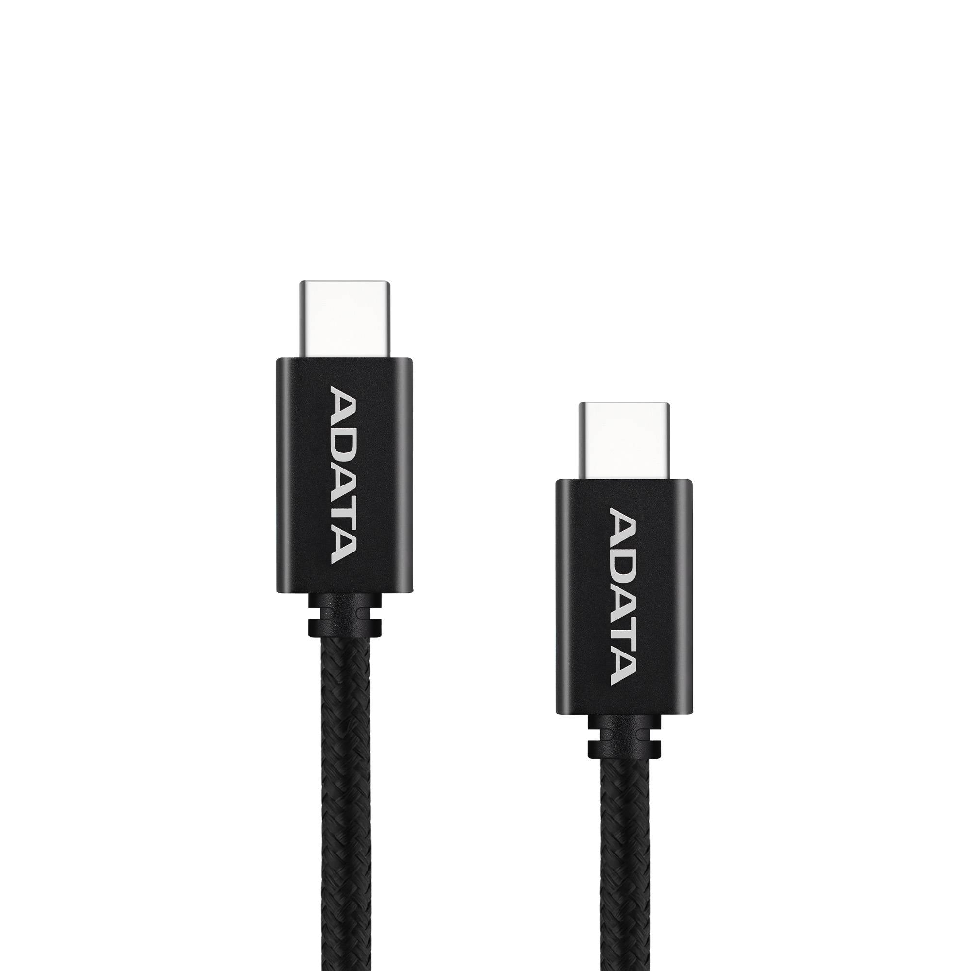 Cable ADATA USB Tipo C - USB Tipo C.  Conector reversible tipo C - potencia máxima de salida de 100 W, Tejido de nailon, (1 M de longitud). Color Negro. CA