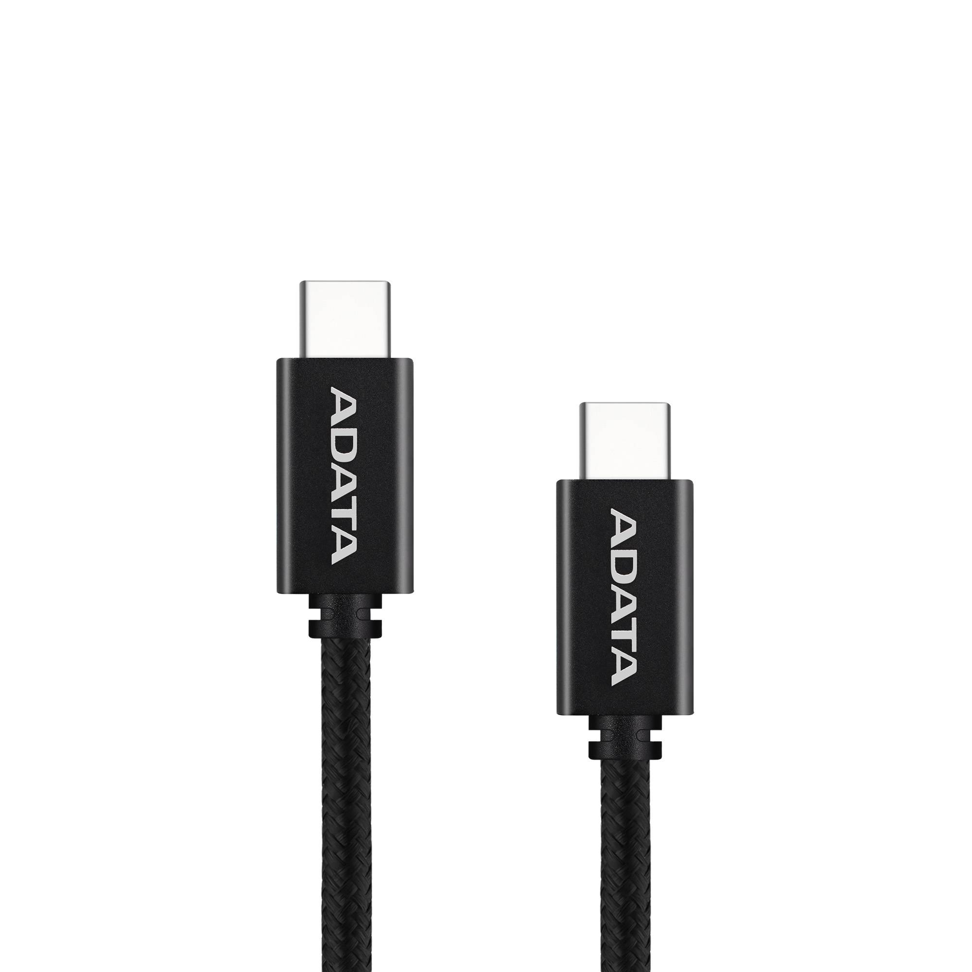 Cable ADATA USB Tipo C - USB Tipo C. Potencia máxima de salida de 100 W - Tejido de nailon, (2 M de longitud). Color Negro. CACC-200PN-BK