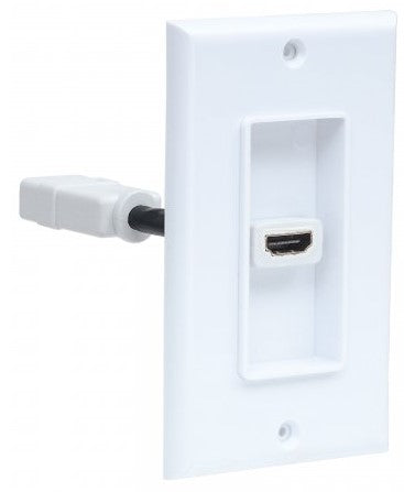 771719 Placa de pared HDMI de un puerto - Compatible con cajas de montaje de distribución sencilla, ranuras y cajas montadas en pared.