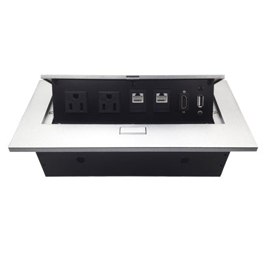 Caja de Mesa - RJ45 Cat 6, HDMI, USB V2.0, Nema 5-15R, Plata, BROBOTIX 171224