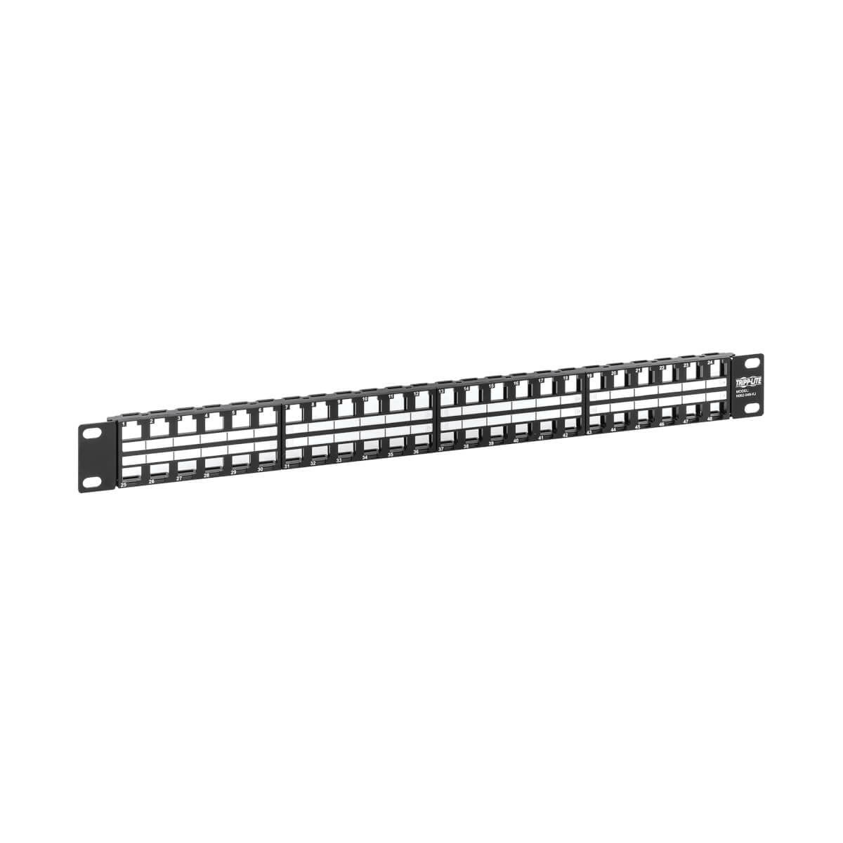 Panel de parcheo Vacío de Conexiones sin Blindaje RJ45 Keystone / Multimedia de 48 Puertos de 2U - Ethernet RJ45, USB, HDMI, Cat5e / Cat6 N062-048-KJ