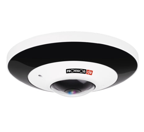 Cámara IP  PROVISION FEI-360IPN PoE IR de 6 MP - Ojo de pez, antivandalica, Sensor CMOS de 1/2, 9” y lente de 360° de 1, 07 mm • Tiempo real, 30 fps • Almacen