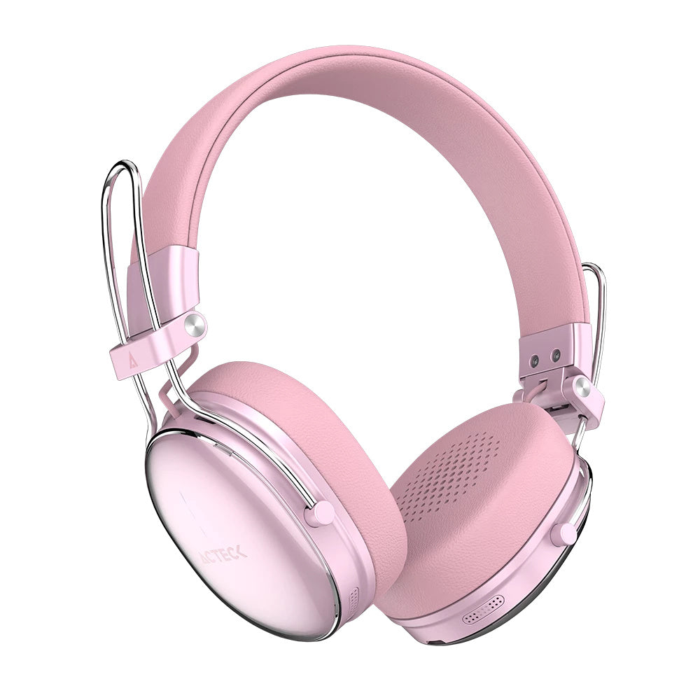 AUDIFONOS ACTECK LUXE CHIC HP710 / DIADEMA / INALAMBRICOS / BT 5.4 / MICROFONO OMNIDIRECCIONAL / 20 HZ A 20 KHZ / BATERIA 30 HRS / CANCELACION DE RUIDO HIBRIDO / ROSA / AC-940900